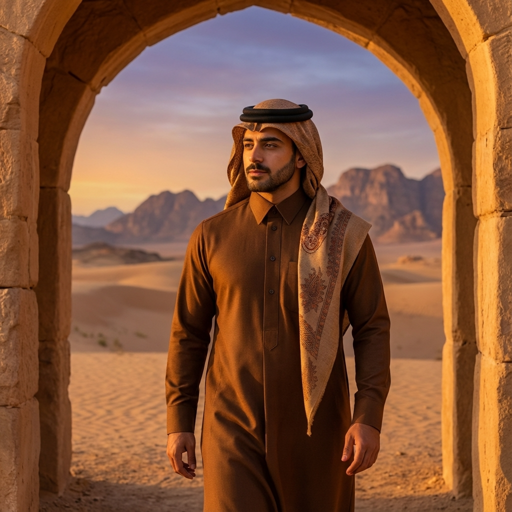 Qatari Prestige bespoke luxury thobe crafted for Arabian elegance